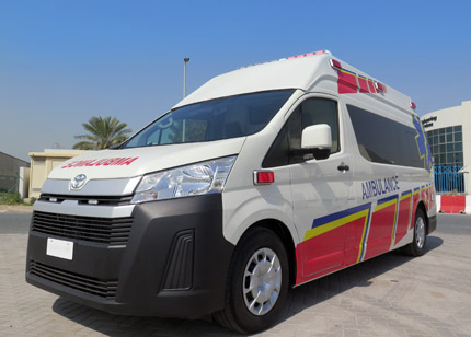 Ambulancia Toyota Hiace o modelos similares para zonas urbanas.
